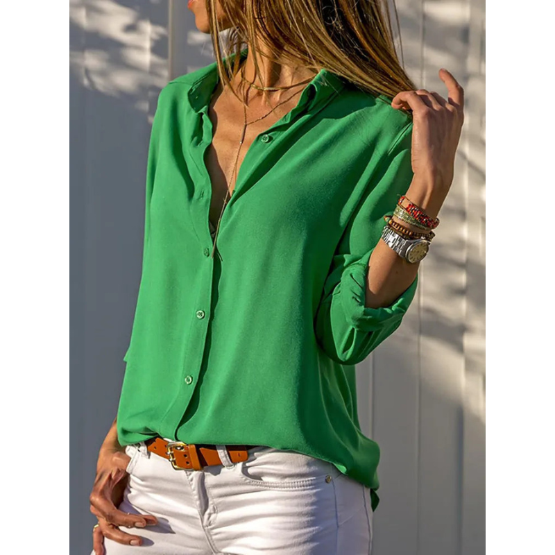 Mila | Women's Relaxed Button Front Long Sleeve Blouse