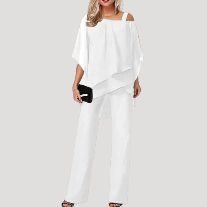 Elara | Women's Chiffon Overlay Two-Piece Trouser Set
