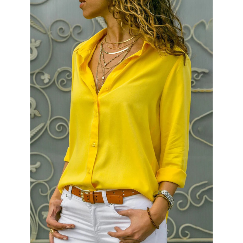 Mila | Women's Relaxed Button Front Long Sleeve Blouse