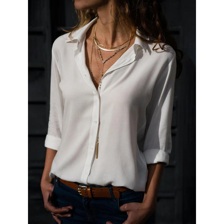 Mila | Women's Relaxed Button Front Long Sleeve Blouse
