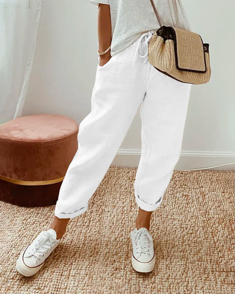Iris | Women's Relaxed Drawstring Linen Trousers