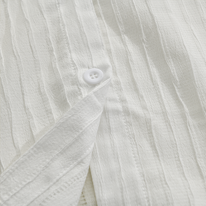 Theo | Men's Ribbed Slim Fit Linen Shirt