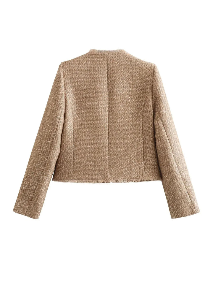 Margot | Women's Fringed Tweed Structured Jacket