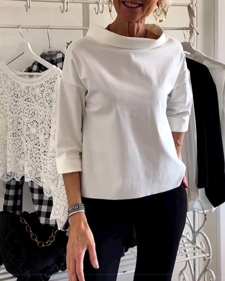 Celine | Women's Draped Cowl Neck Long Sleeve Top