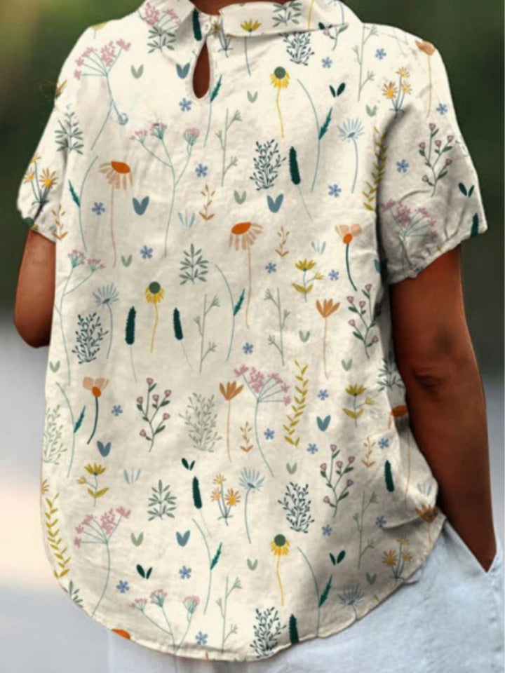 Isla | Women's Floral Pattern Short Sleeve Everyday Blouse