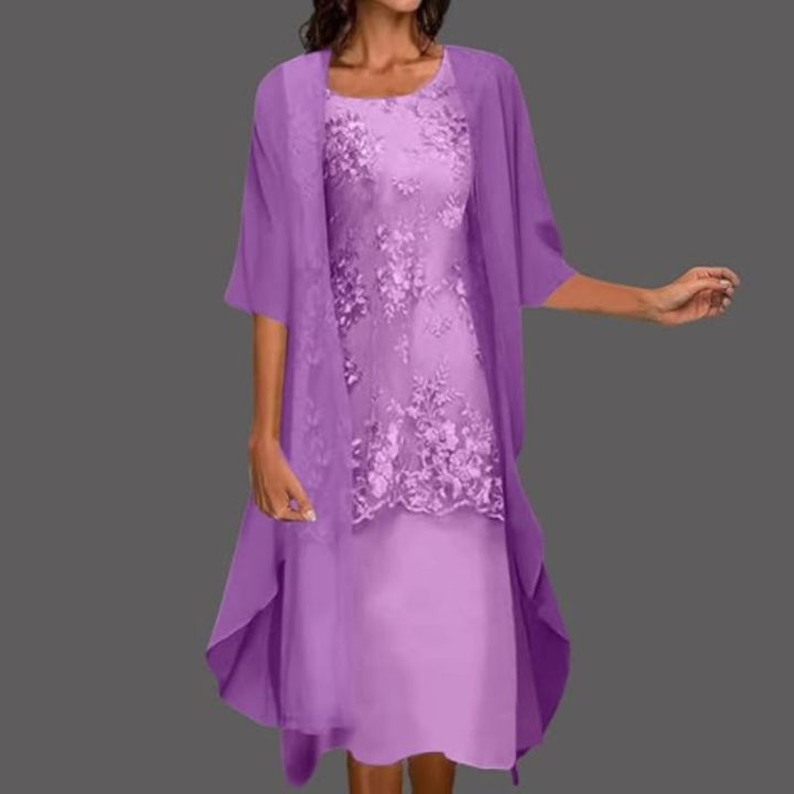 Colette | Women's Lace Overlay Dress & Flowing Cardigan Set