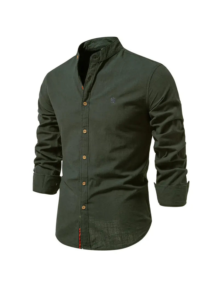 Luca | Men's Mandarin Collar Minimal Button Shirt