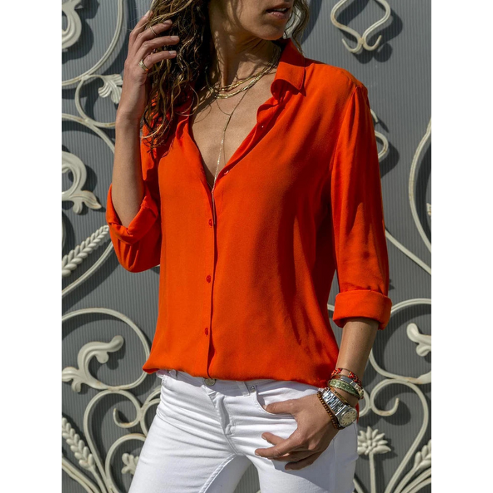 Mila | Women's Relaxed Button Front Long Sleeve Blouse