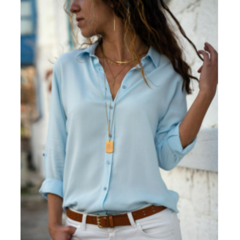 Mila | Women's Relaxed Button Front Long Sleeve Blouse