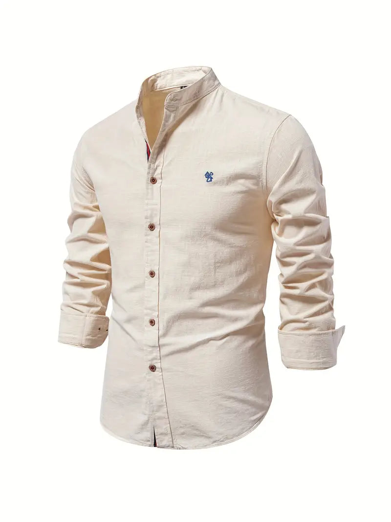 Luca | Men's Mandarin Collar Minimal Button Shirt