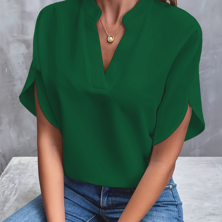Ivy | Women's Split Sleeve V-Neck Blouse Top
