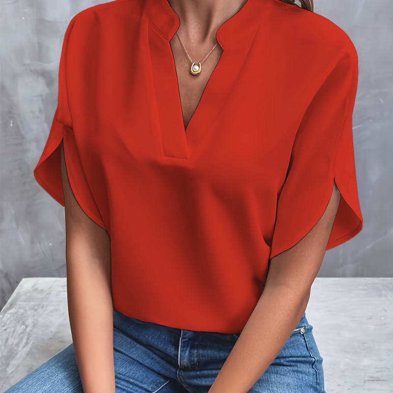 Ivy | Women's Split Sleeve V-Neck Blouse Top
