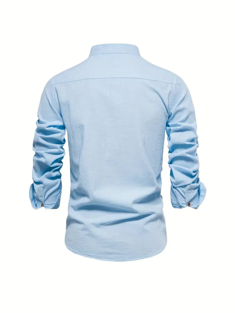 Luca | Men's Mandarin Collar Minimal Button Shirt