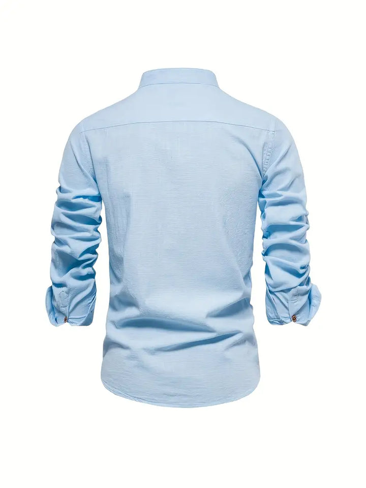 Luca | Men's Mandarin Collar Minimal Button Shirt