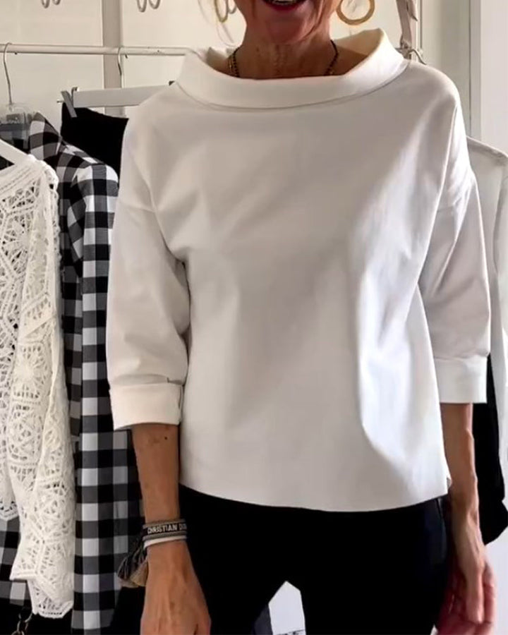 Celine | Women's Draped Cowl Neck Long Sleeve Top
