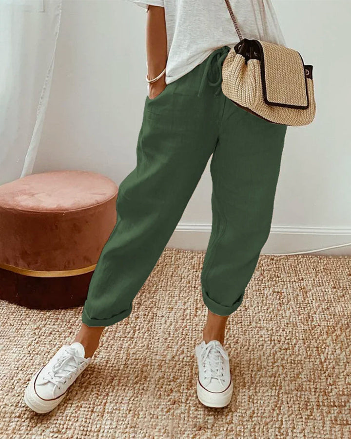 Iris | Women's Relaxed Drawstring Linen Trousers