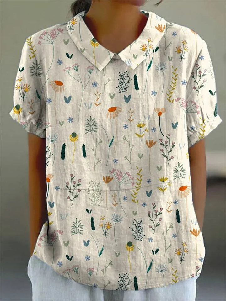 Isla | Women's Floral Pattern Short Sleeve Everyday Blouse