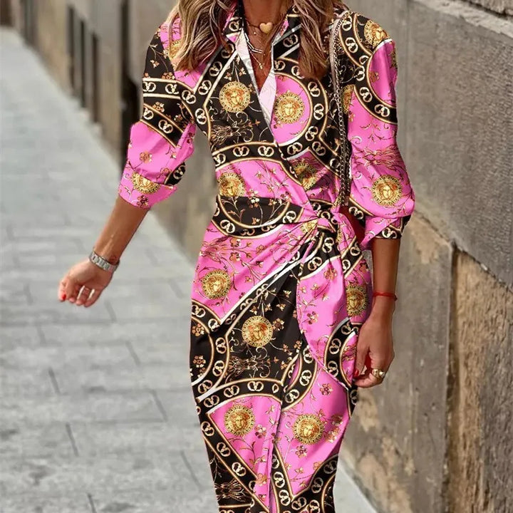 Ella | Women's V-Neck Wrap Style Shirt Dress