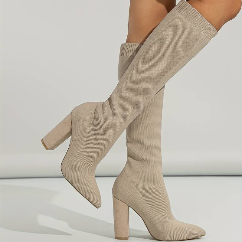 Nina | Women's Stretch Knit Knee-High Heel Boots