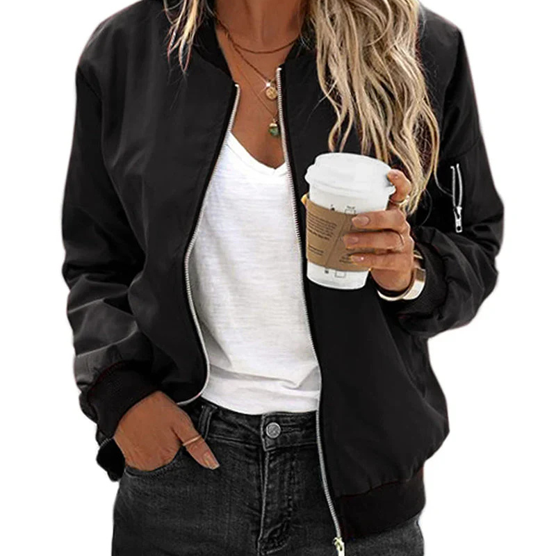 Sienna | Women's Lightweight Zip Front Bomber Jacket