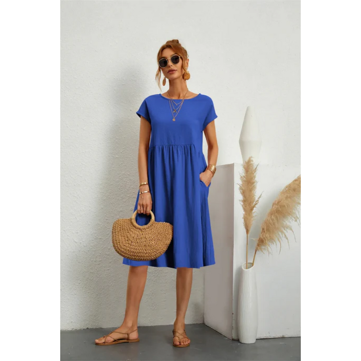 Clara | Women's Relaxed Cap Sleeve Midi Dress with Pockets