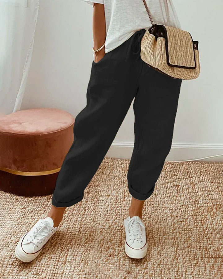 Iris | Women's Relaxed Drawstring Linen Trousers