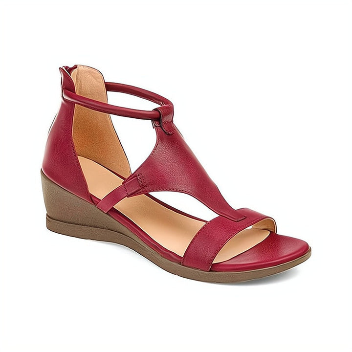 Nora | Women's Elegant T-Strap Wedge Heel Sandals