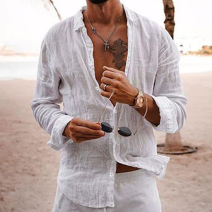 Adrian | Men's Relaxed Fit Linen Button Front Shirt