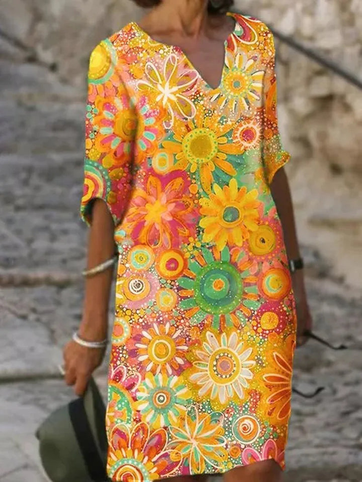 Rosalie | Women's Printed V-Neck Flowy Summer Dress