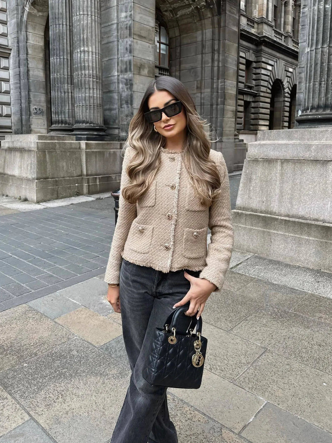 Margot | Women's Fringed Tweed Structured Jacket