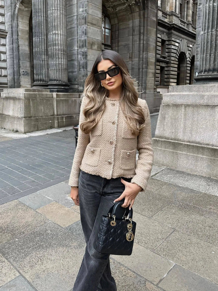 Margot | Women's Fringed Tweed Structured Jacket