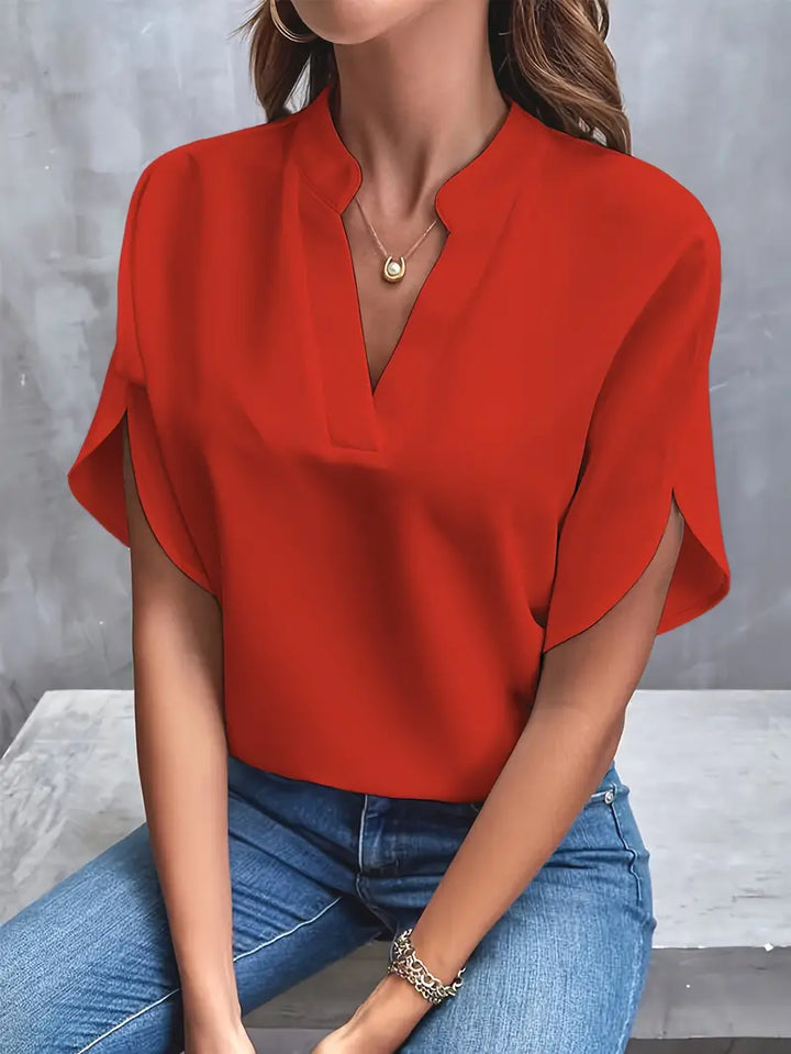 Elara | Women's V-Neck Flutter Sleeve Blouse