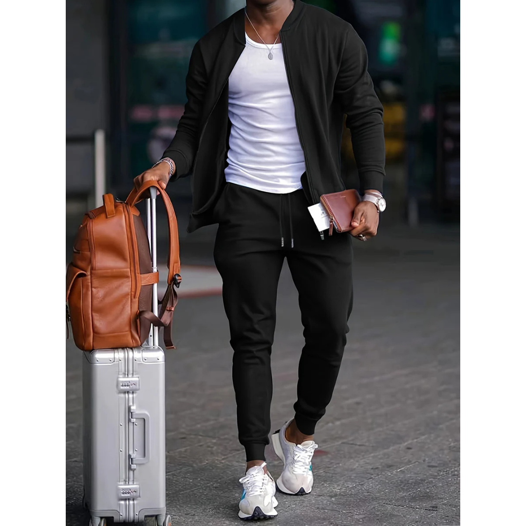 Caleb | Men's Relaxed Zip Jacket & Tapered Jogger Set