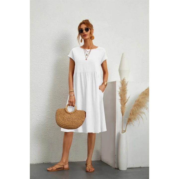 Clara | Women's Relaxed Cap Sleeve Midi Dress with Pockets