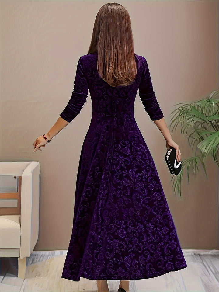 Isabella | Women's Velvet Embroidered Maxi Evening Gown