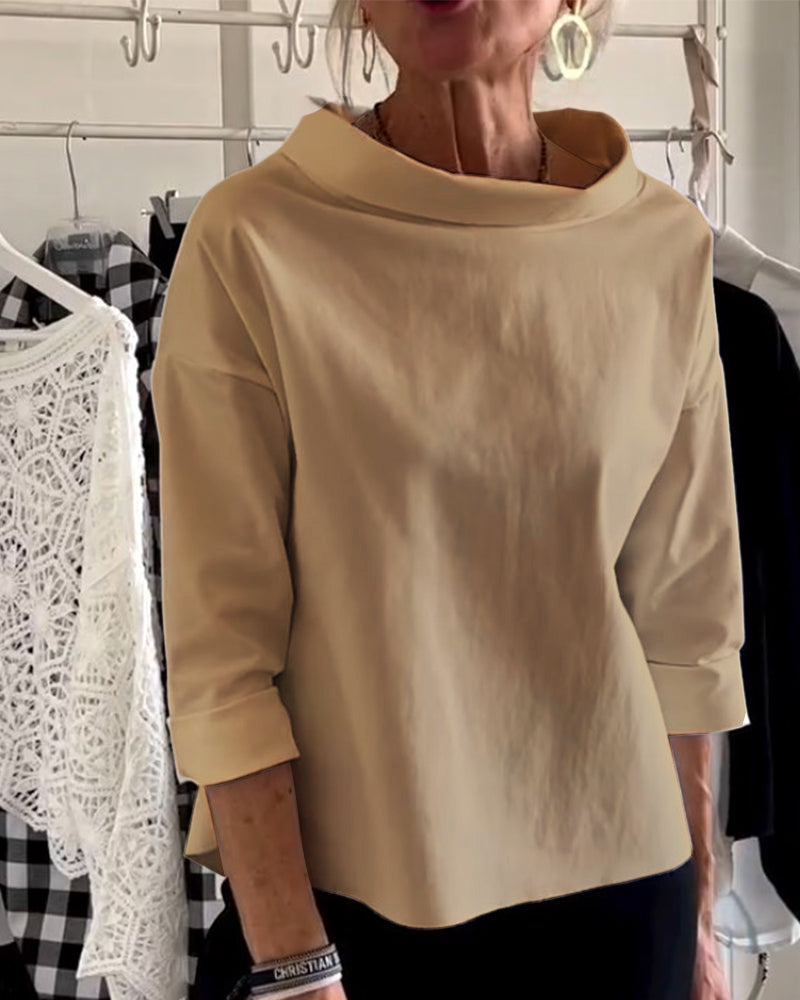Celine | Women's Draped Cowl Neck Long Sleeve Top