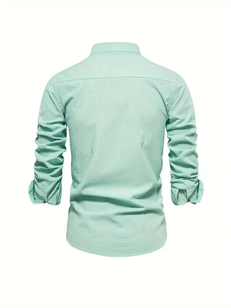 Luca | Men's Mandarin Collar Minimal Button Shirt