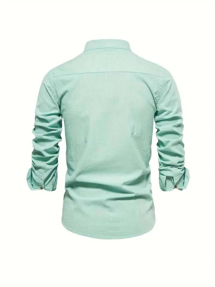 Luca | Men's Mandarin Collar Minimal Button Shirt