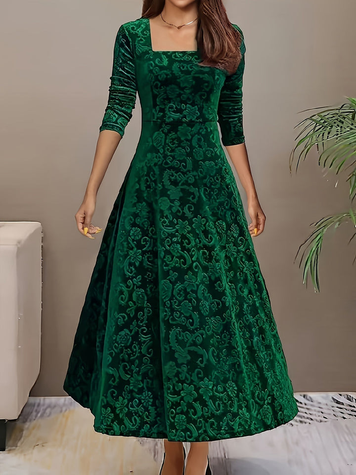 Isabella | Women's Velvet Embroidered Maxi Evening Gown