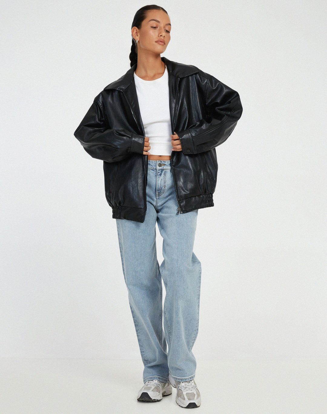 Vera | Women's Oversized Faux Leather Bomber Jacket