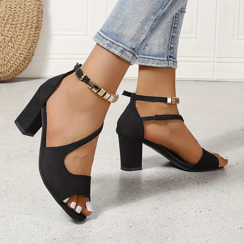 Aria | Women's Chunky Heel Buckle Strap Sandals