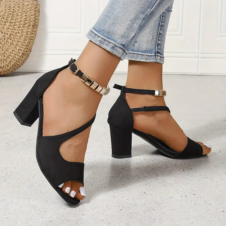 Aria | Women's Chunky Heel Buckle Strap Sandals