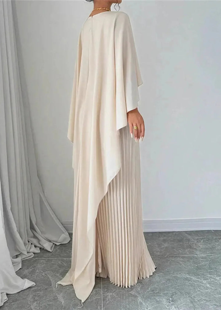 Serena | Women's Pleated Maxi Dress with Cape Sleeves