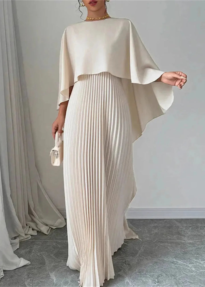 Serena | Women's Pleated Maxi Dress with Cape Sleeves