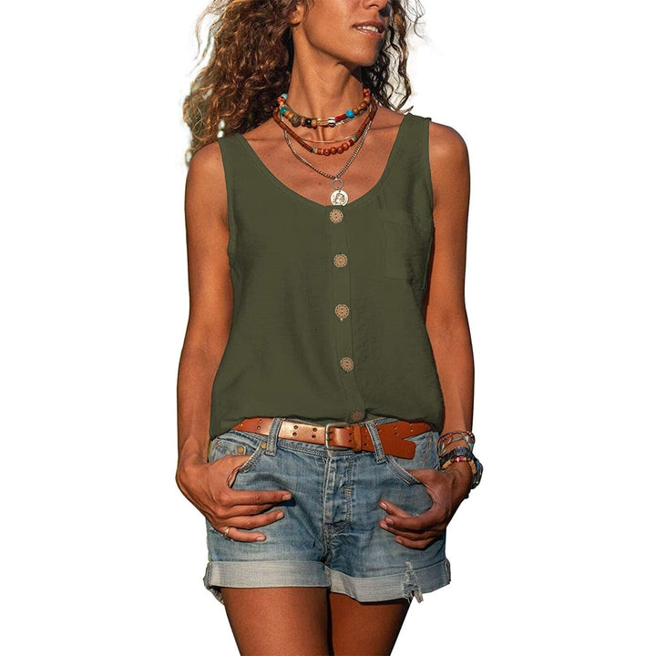 Lila | Women's Sleeveless Button Front Casual Tank