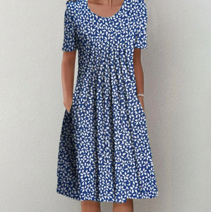 Aria | Women's Floral Print Pleated A-Line Summer Dress