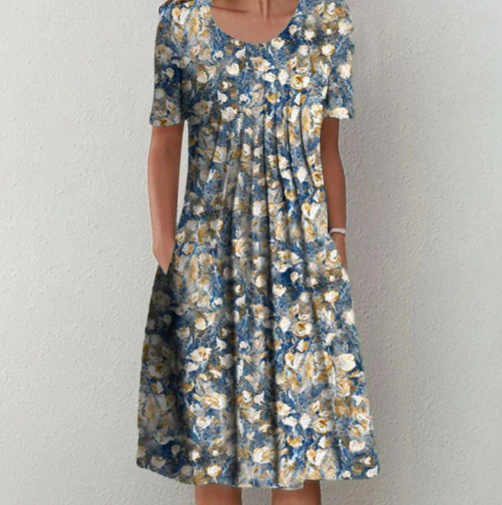 Aria | Women's Floral Print Pleated A-Line Summer Dress