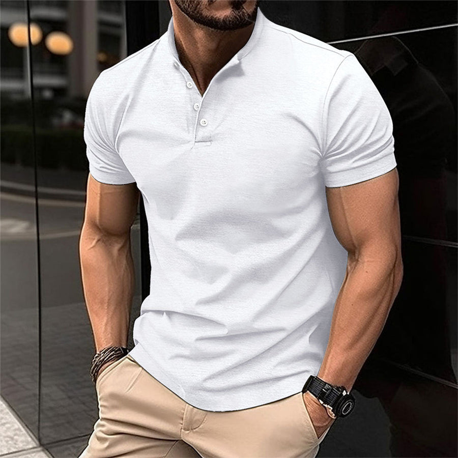 Ethan | Men's Mandarin Collar Short Sleeve Polo Shirt