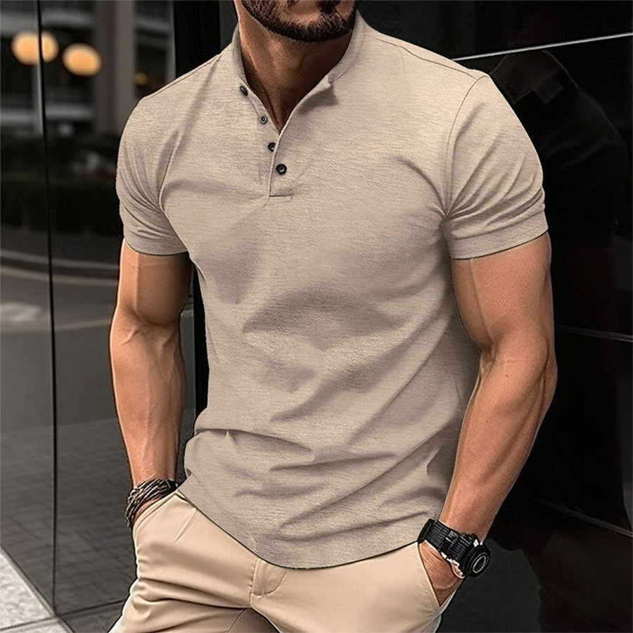 Ethan | Men's Mandarin Collar Short Sleeve Polo Shirt