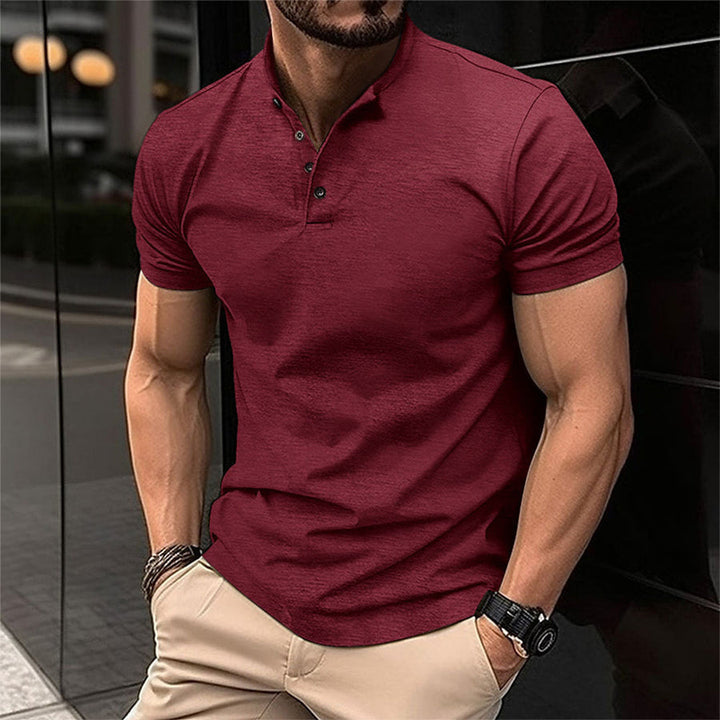 Ethan | Men's Mandarin Collar Short Sleeve Polo Shirt